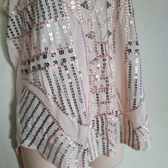 Express Peach Sequin Sleeveless Tank Top Shirt Size Women's Small - Picture 5 of 11